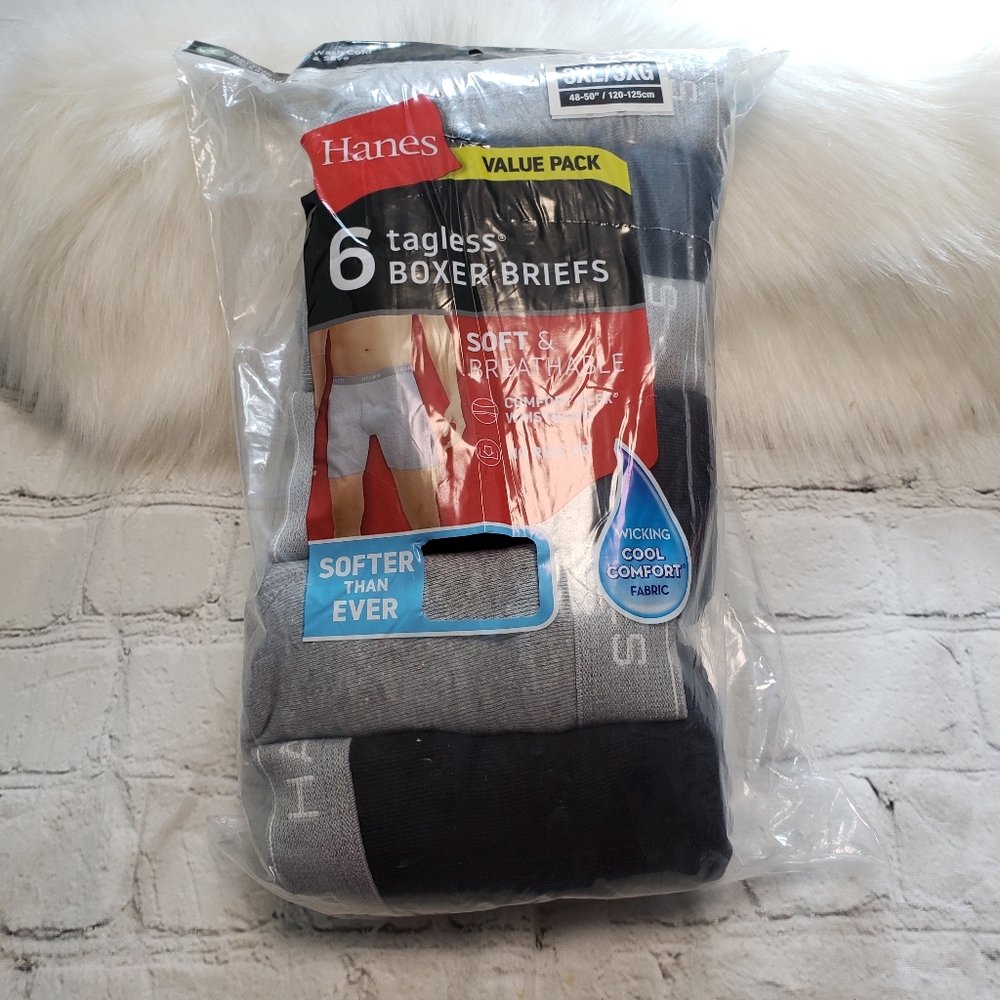 Hanes Men's Plus Size Tagless Boxer Briefs.